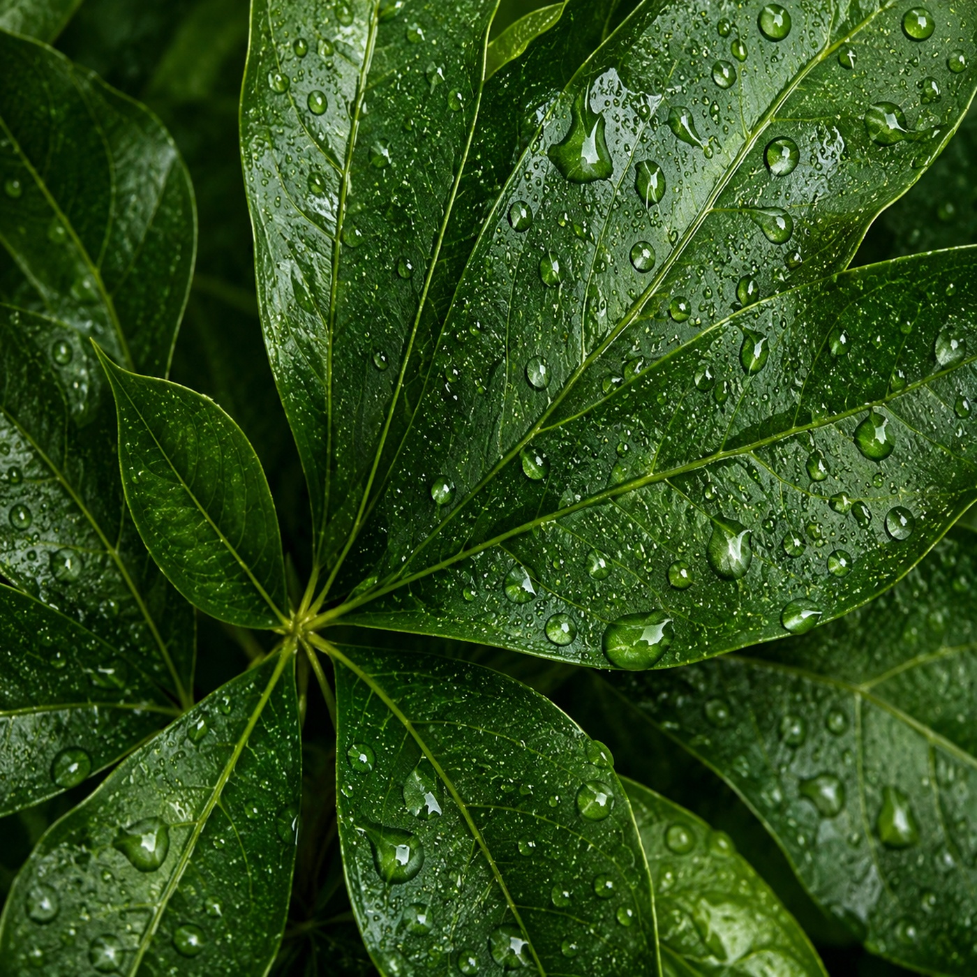 Groen blad met dauwdruppels